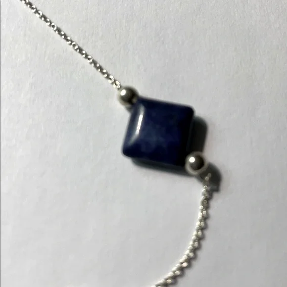 Lapis and Round Labradorite 925 Sterling Silver Station Necklace 36” - Picture 8 of 15
